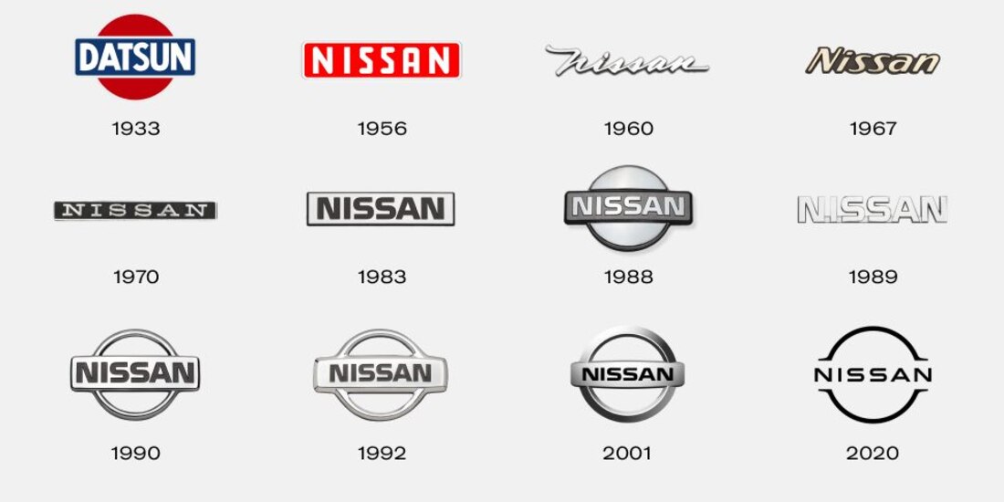 A lo largo de 90 años, el logotipo de Nissan ha evolucionado conforme a las tendencias de las décadas, pero manteniendo su esencia.
