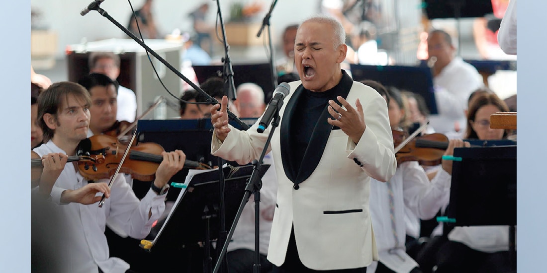 EL TENOR MEXICANO, ayer, durante la apertura de la FILAH