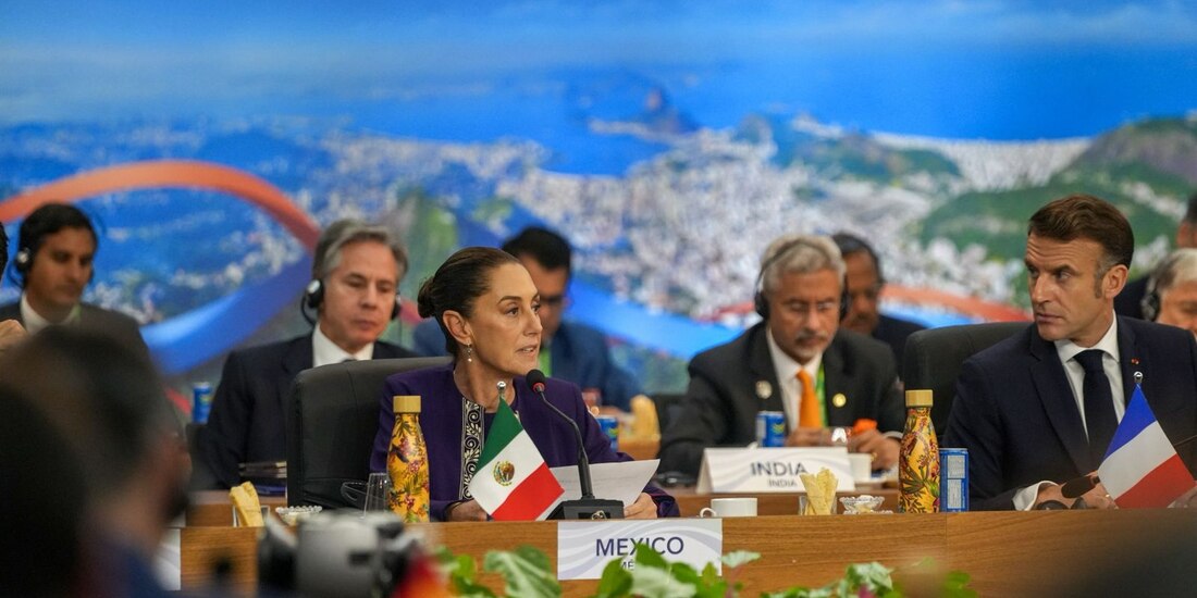 La presidenta de México impulsa en el G20 una visión de paz, reforestación y combate a la pobreza.