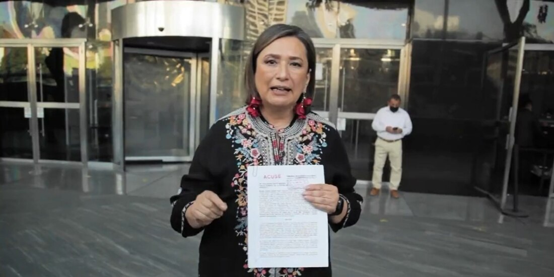 La senadora del PAN, Xóchitl Gálvez, tras presentar su denuncia contra Javier May, director general del Fonatur, ante la FGR.