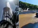 Colapsa tanque de agua elevado en Puebla