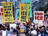 PROTESTA en NY contra agentes del ICE, luego de que dispararan a un hombre, el pasado 9 de octubre.