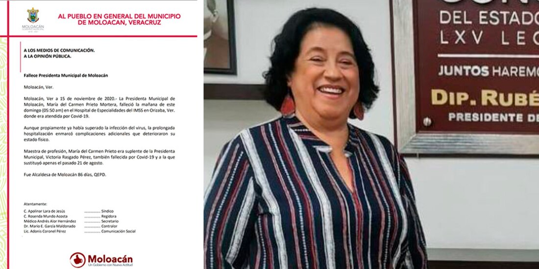 Comunicado oficial sobre el fallecimiento de Carmen Prieto Mortera.