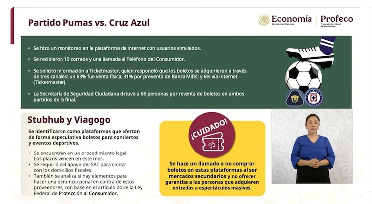 Acciones contra la reventa en el partido Cruz Azul vs Pumas.