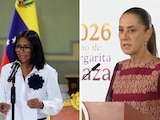 La presidenta de México, Claudia Sheinbaum (der.), conversará con su homóloga de Venezuela, Delcy Rodríguez (izq.).