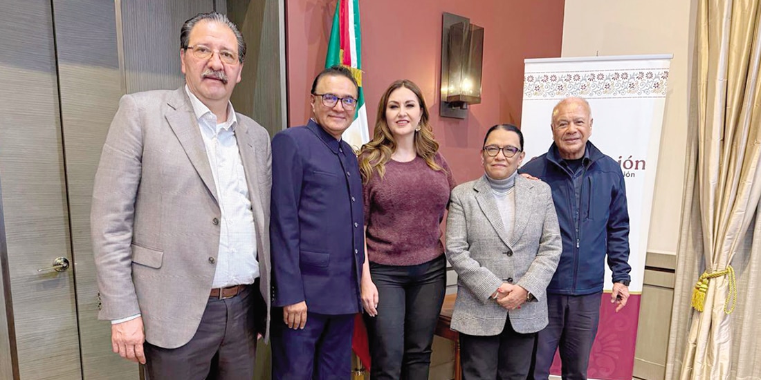 De izq. a der.: los diputados Reginaldo Sandoval, Benjamín Robles, Geovanna Bañuelos, la secretaria Rosa Icela Rodríguez y el líder petista, Alberto Anaya, el jueves.