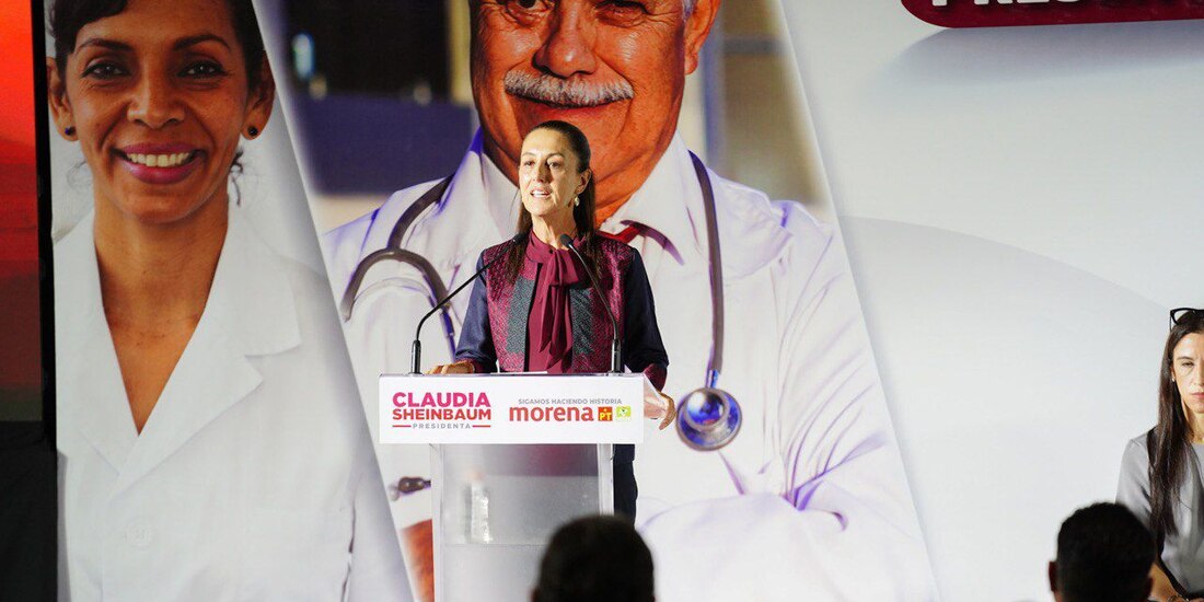 Claudia Sheinbaum presenta su eje de gobierno "República Sana" enfocado en el bienestar y acceso universal a la salud.