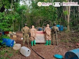 Destrucción de laboratorio clandestino de metanfetamina en Cosalá, Sinaloa.