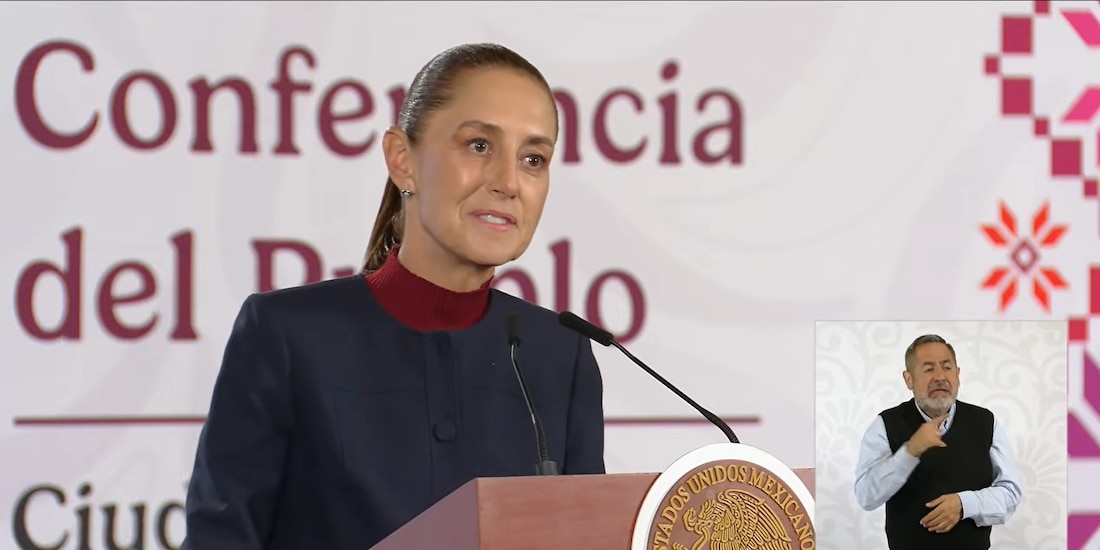 Claudia Sheinbaum este viernes en Palacio Nacional.