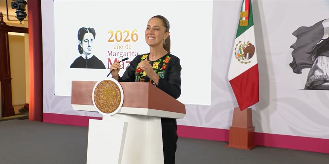 Claudia Sheinbaum este viernes en Palacio Nacional.