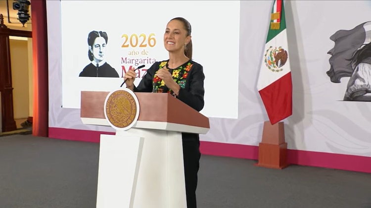 Claudia Sheinbaum este viernes en Palacio Nacional.