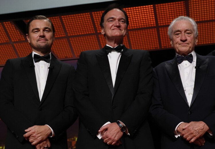 De izq. a der., Leonardo DiCaprio, Quentin Tarantino y Robert De Niro, ayer.