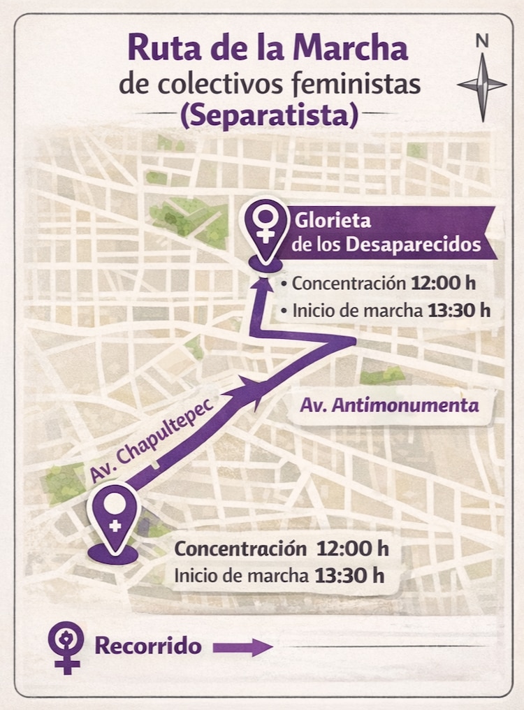 Marcha 8M Guadalajara ruta