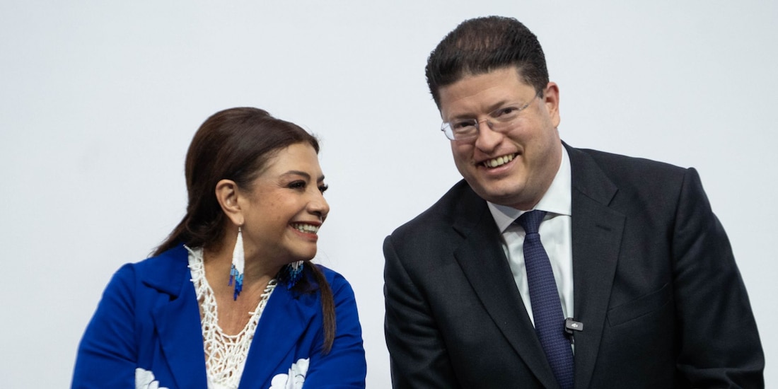 Clara Brugada Molina, jefa de Gobierno de la Ciudad de México, y Pablo Vázquez Camacho, secretario de Seguridad Ciudadana