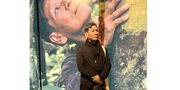 Santiago Yahuarcani, ayer en el museo.