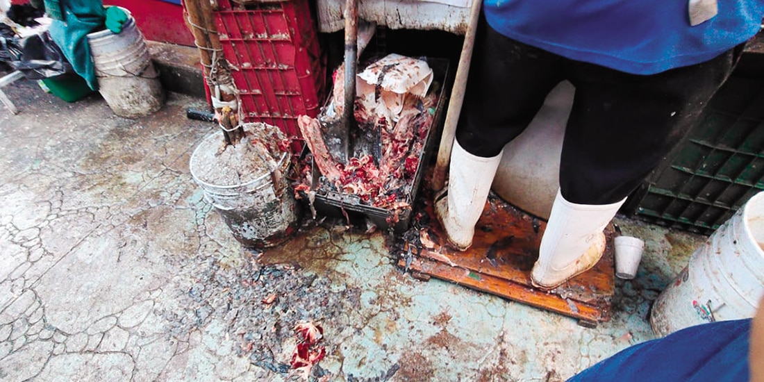 Aspecto de los desechos en el mercado de La Viga, en Iztapalapa, ayer.