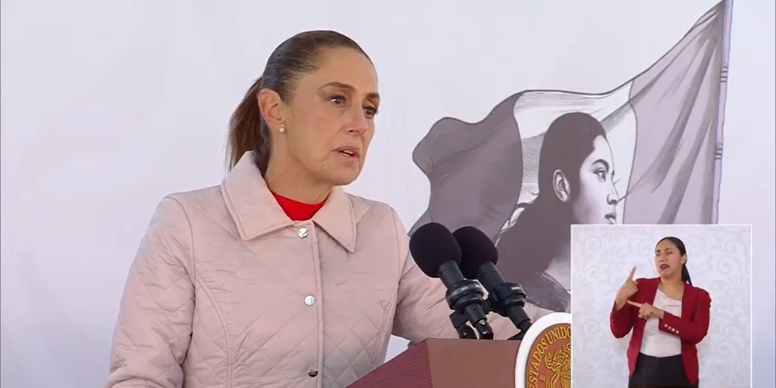 La Presidenta desde Michoacán, donde ofreció conferencia de prensa.