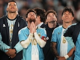 Leo Messi durante su despedida en el Estadio Monumental.