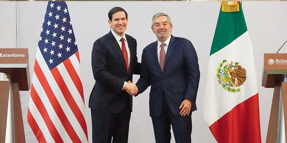 Juan Ramón de la Fuente, titular de la SRE con Marco Rubio, secretario de Estado de EU, en imagen de archivo.