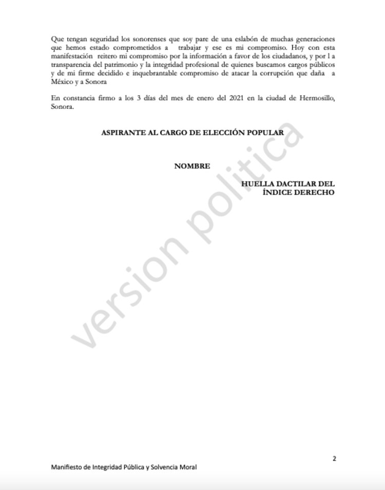 Manifiesto de Solvencia Moral e Integridad Pública