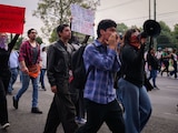 Aspectos de bloqueo registrado en vialidades del sur de la Ciudad de México
