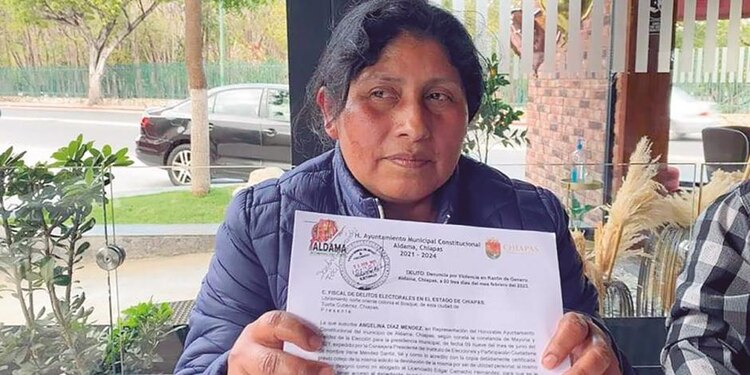 La exalcaldesa de Aldama, Angelina Díaz, en entrevista el pasado 7 de febrero.