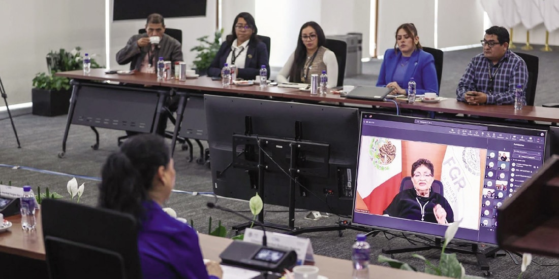 La Fiscal General de la República, Ernestina Godoy, al presidir el encuentro a distancia, el pasado 8 de agosto.