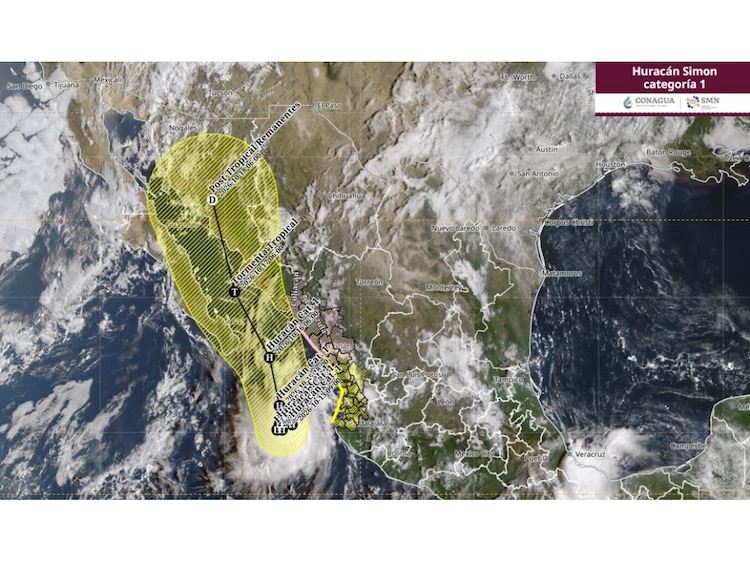 Trayectoria estimada del huracán "Simón".