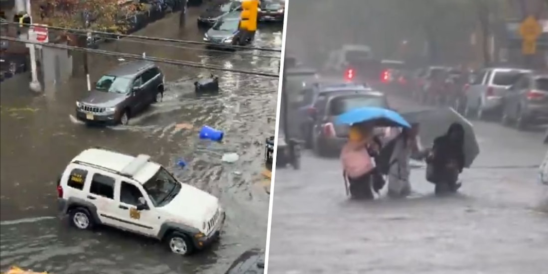 Calles de Brooklyn y Queens anegadas tras las lluvias históricas; las autoridades reportaron el colapso del sistema de drenaje.