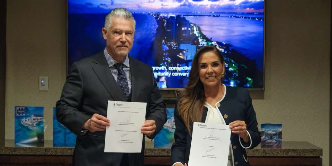 La gobernadora de Quintana Roo, Mara Lezama, encabezó la firma del acuerdo estratégico durante su gira de trabajo por territorio estadounidense.