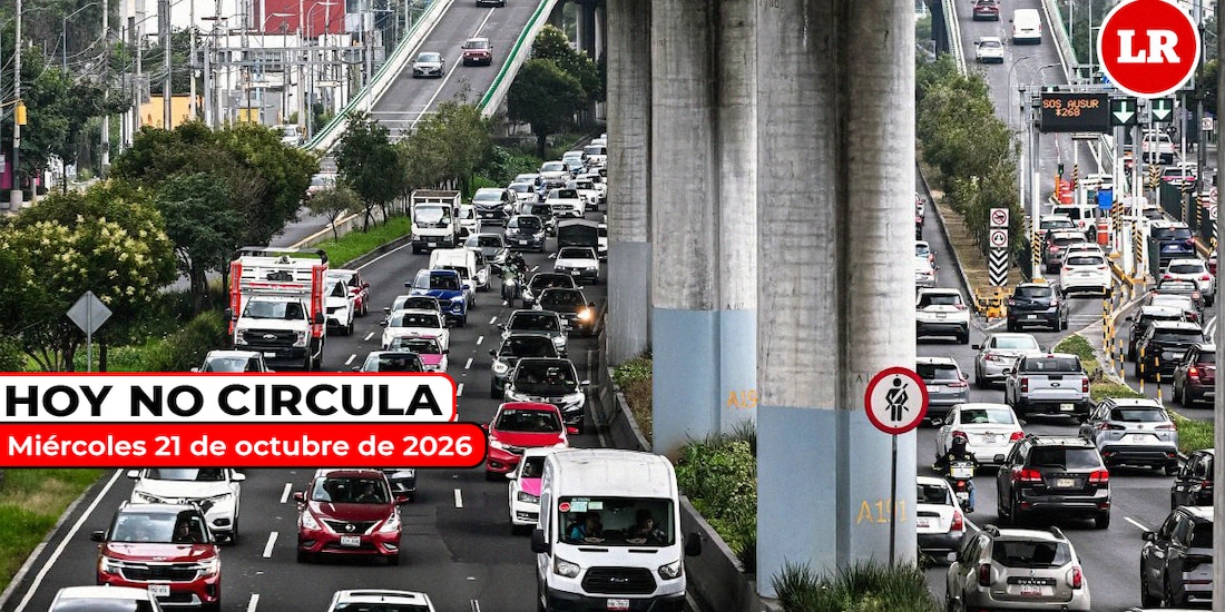 Te compartimos cómo aplica el Hoy No Circula este miércoles 21 de octubre de 2026.