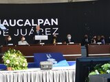 Alfredo Del Mazo estuvo este martes en Naucalpan.