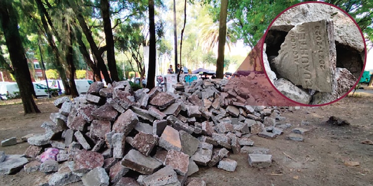 Pila de adoquines del mandato de Sandra Cuevas.