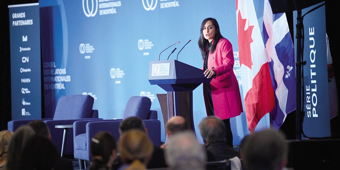 Anita Anand, durante el Consejo de Relaciones Internacionales de Montreal, el pasado 20 de enero.