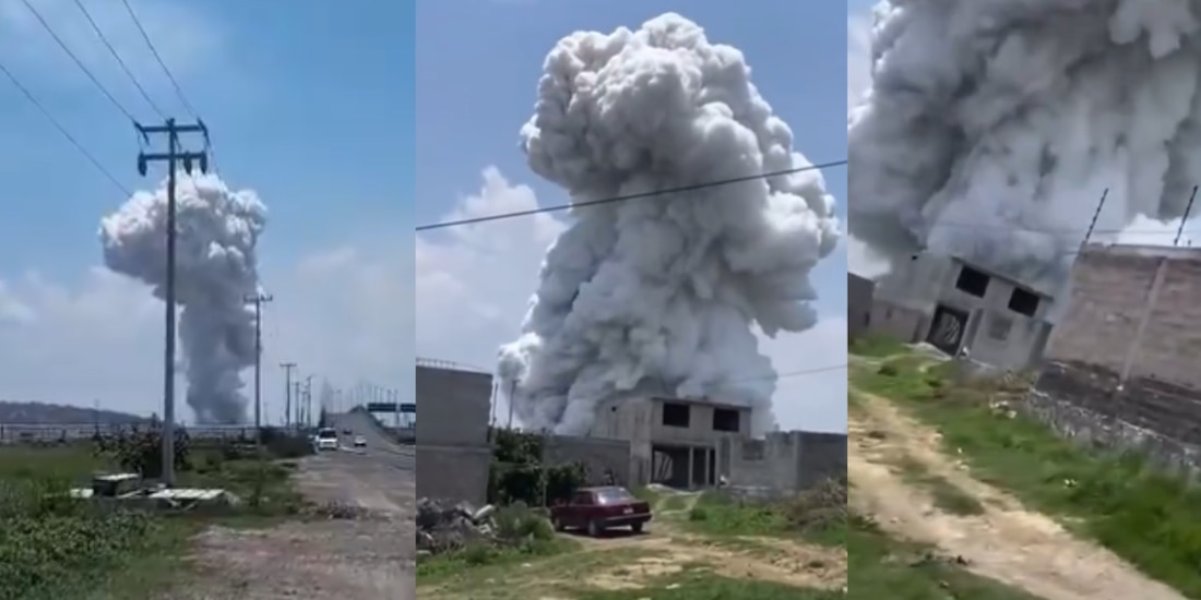 Registran fuerte explosión de polvorín en Tultepec