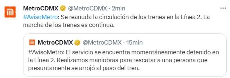El mensaje en redes sociales del STC Metro