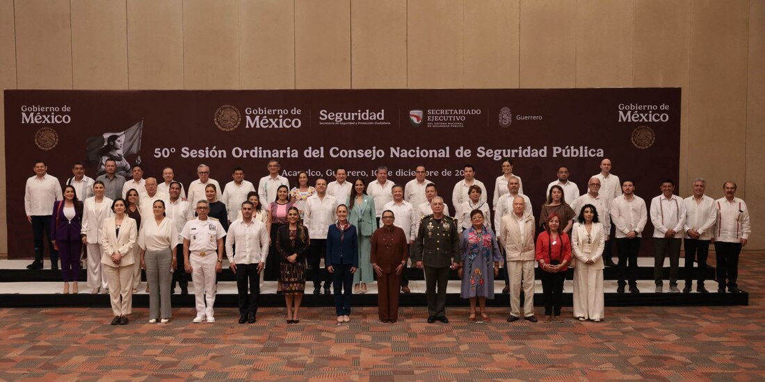 Claudia Sheinbaum, presidenta de México, encabezó la 50º Sesión Ordinaria del Consejo Nacional de Seguridad Pública.