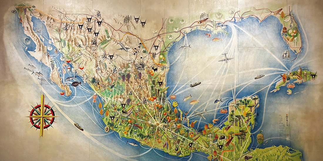 Mural restaurado de Miguel Covarrubias.