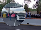Manifestantes normalistas bloquean caseta de Tlalpan, en la México - Cuernavaca.