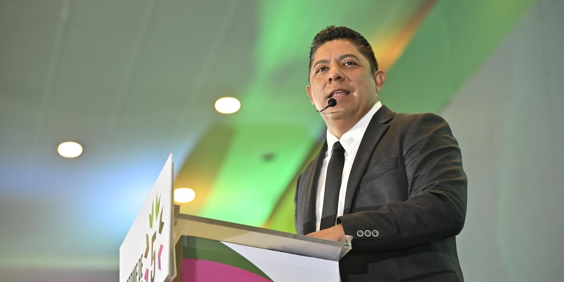 El gobernador de San Luis Potosí, Ricardo Gallardo Cardona, durante la presentación de su Quinto Informe de Gobierno, el 21 de septiembre de 2026.