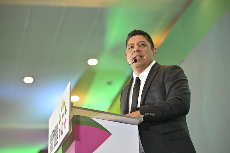 El gobernador de San Luis Potosí, Ricardo Gallardo Cardona, durante la presentación de su Quinto Informe de Gobierno, el 21 de septiembre de 2026.
