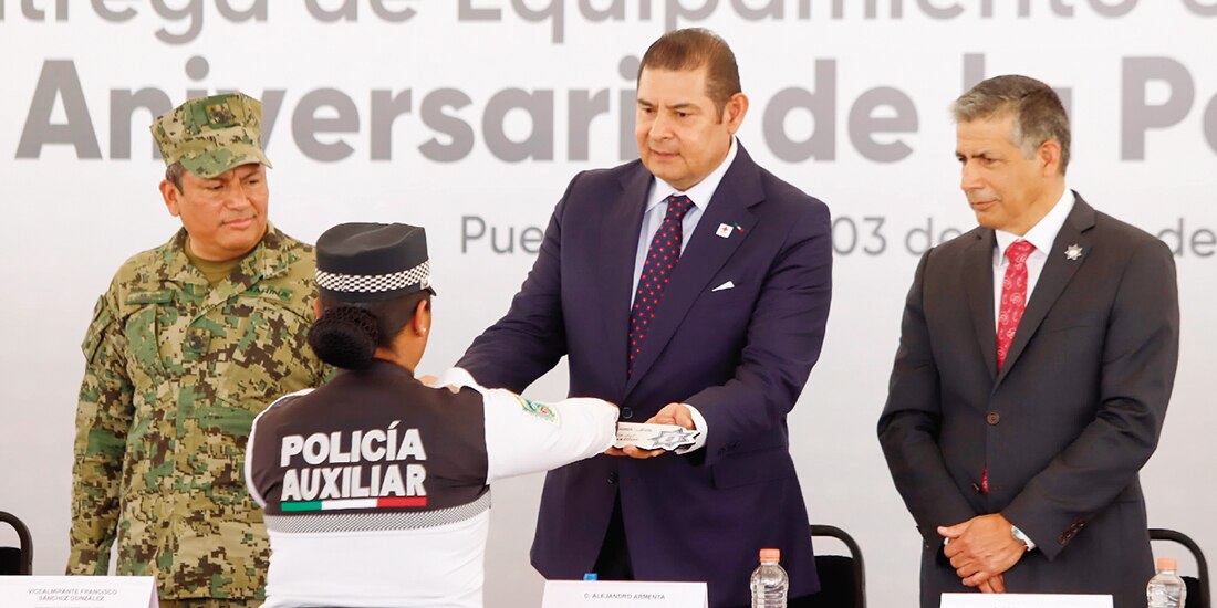 El gobernador de Puebla,. Alejandro Armenta en el evento, ayer