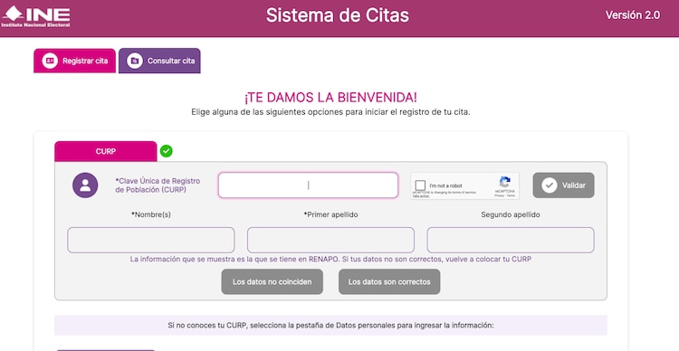 Sistema de Citas del INE