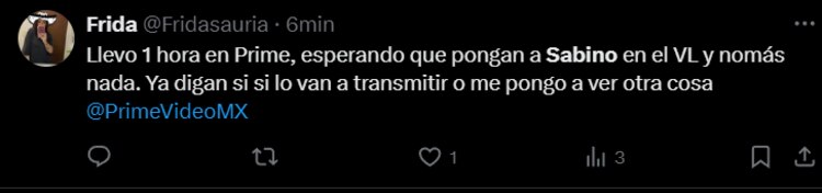 Molestias entre usuarios de Amazon Prime por el retraso de Sabino.