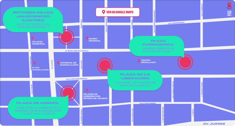 Mapa de sedes fan del FIFA Fan Festival Guadalajara 2026