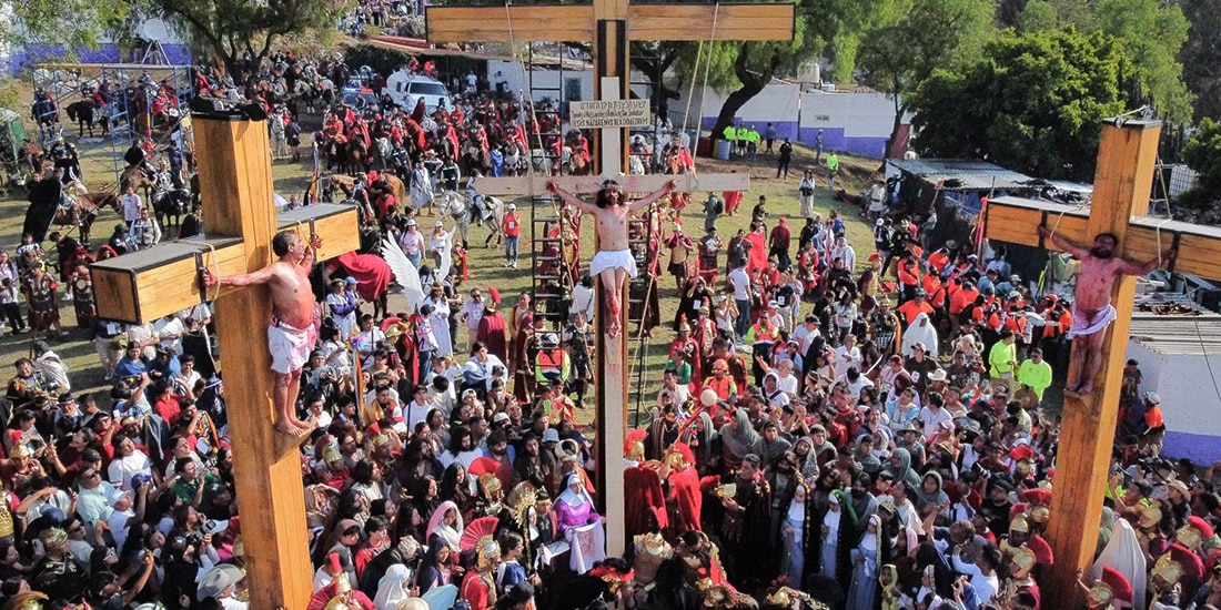Aspecto de la Pasión de Cristo, ayer, en Iztapalapa.