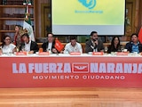 DIPUTADOS LOCALES y dirigentes de Movimiento Ciudadano
en la capital, ayer, en una conferencia.
