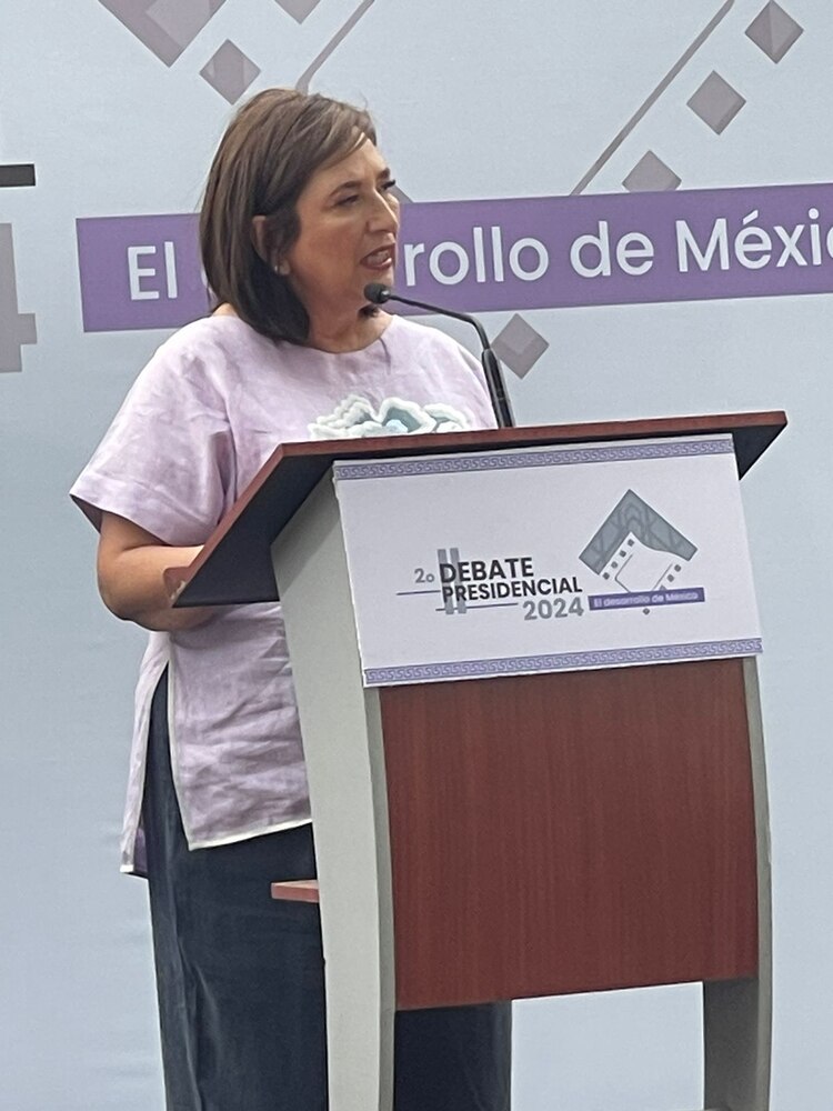 Xóchitl Gálvez en el ensayo del segundo debate.