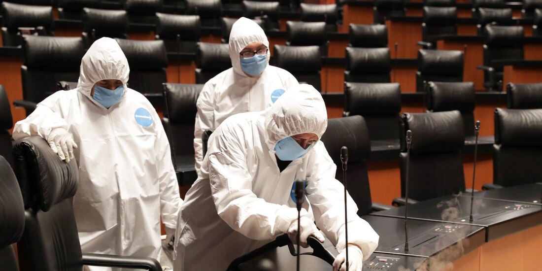 Sanitización en el Senado, el pasado marzo