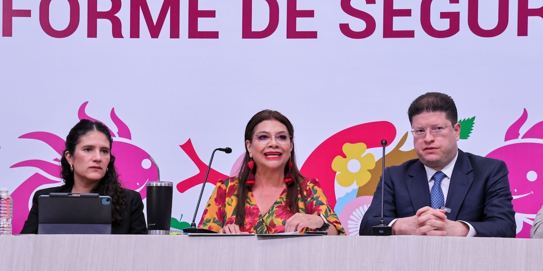 Clara Brugada, Jefa de Gobierno, en la presentación del informe de seguridad de marzo, este 6 de abril de 2026.